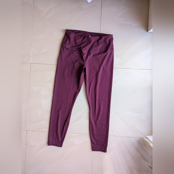 Velocity Womens activewear leggings ankle polyester spandex red wine lightweight - Picture 5 of 13